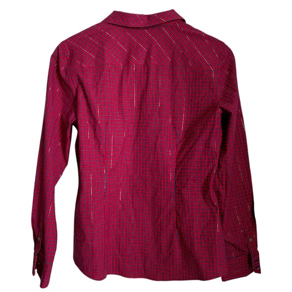 Talbots Petites Women's Size 6P Red Plaid with Metallic Gold Wrinkle Resistant - Picture 6 of 8